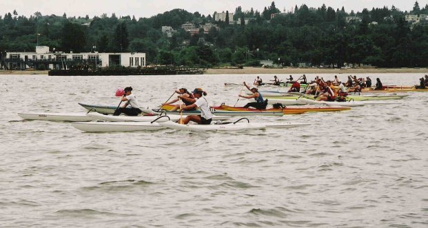 Women's Small Boat races start line